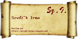 Szvák Irma névjegykártya