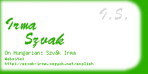 irma szvak business card